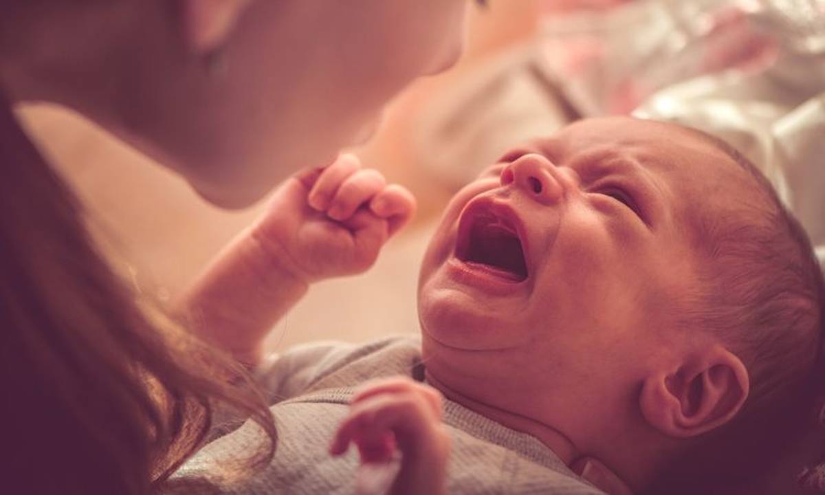 newborn baby girl crying