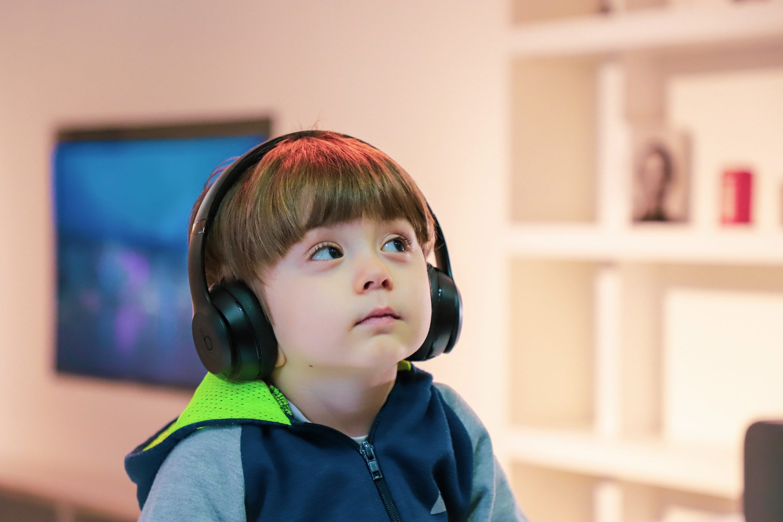 child with headphones