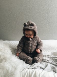 baby wearing pyjamas