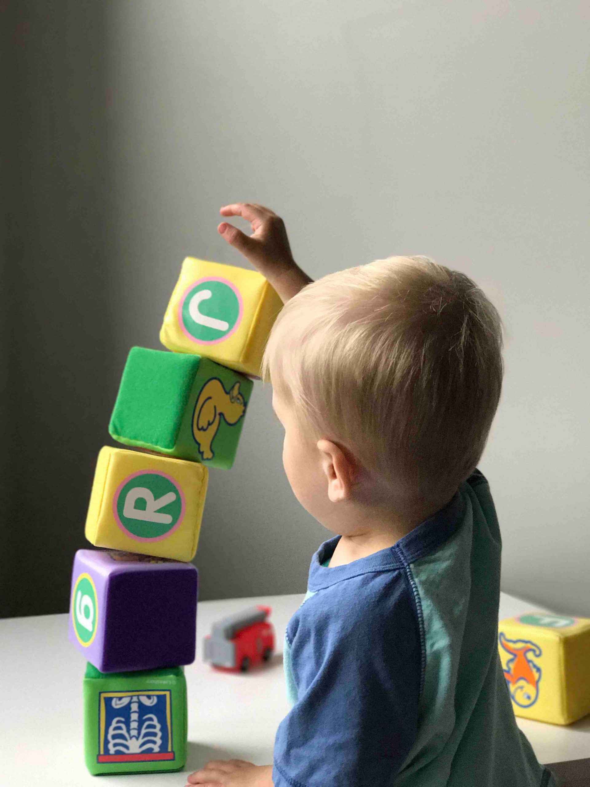 baby playing blocks