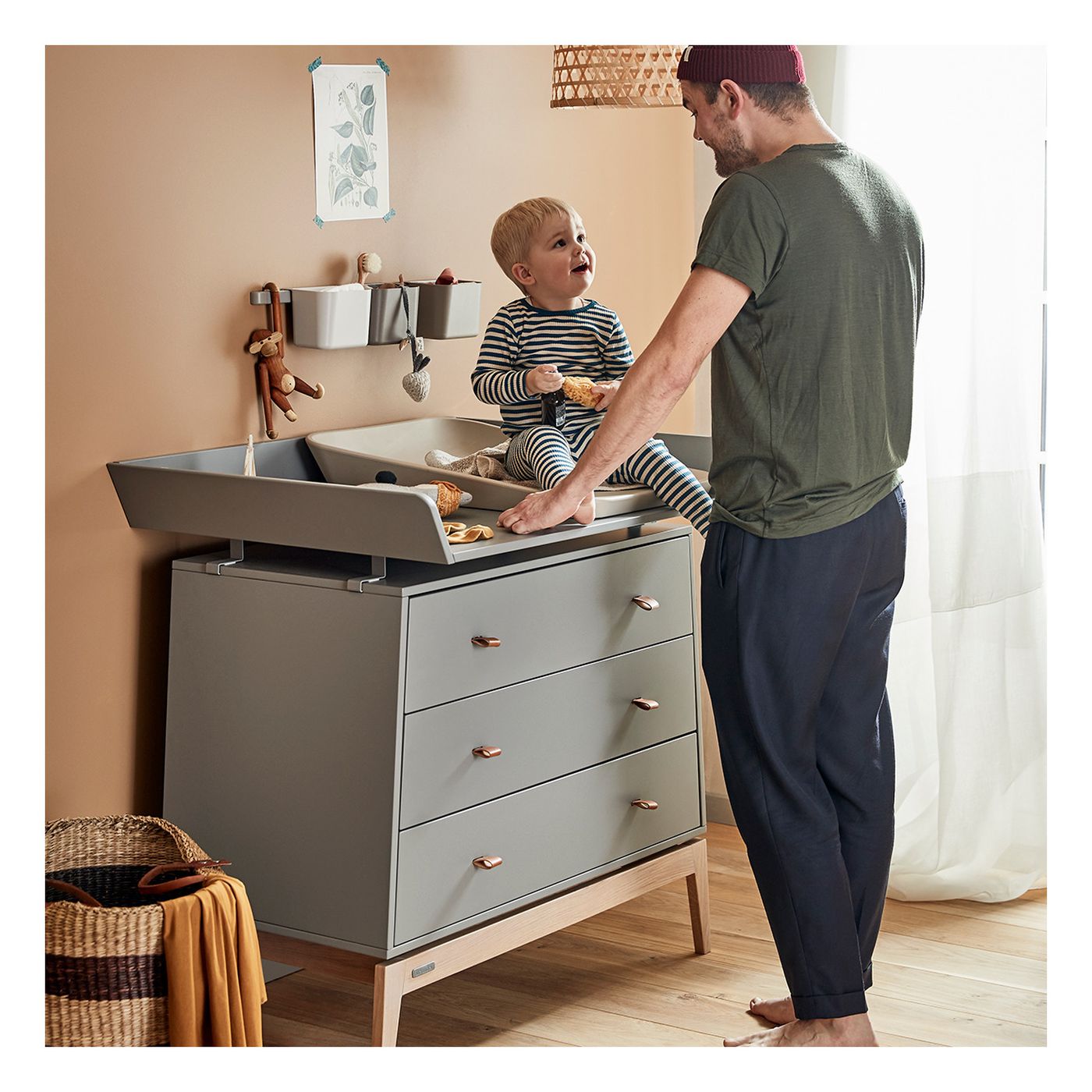 Baby change table with clearance drawer