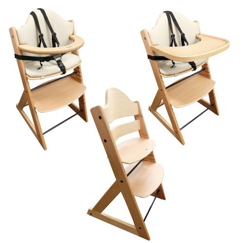 Wooden Baby High Chair 3in1 Highchair with Tray and Bar