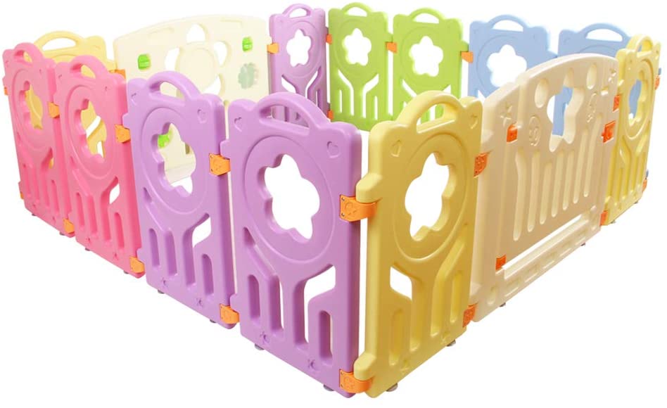 baby playpen kids toddler plastic 14 panel interactive safety gate divider lock