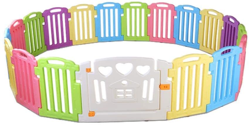 cuddly baby 19 panel plastic baby playpen with interactive safety gate for kids toddler